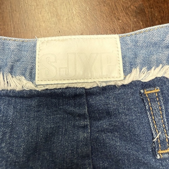 SJYP Womens Denim Patchwork Asymmetrical Fringe Pencil Skirt Blue Size Medium‎ - Picture 6 of 8